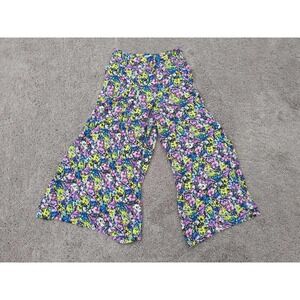 Zara Pants Womens Medium Floral Print High Waist Wide Leg Flowy Casual‎